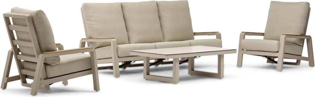 Stoel en Bank Loungeset 5 personen Aluminium Zand/Beige  Osmen Manly