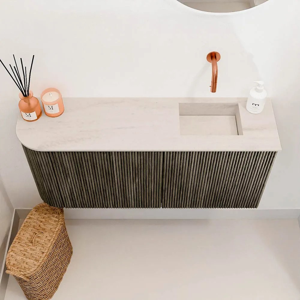 Mondiaz Joya DLux 90cm toiletmeubel ronding links shadow met wastafel faye rechts zonder kraangat meli