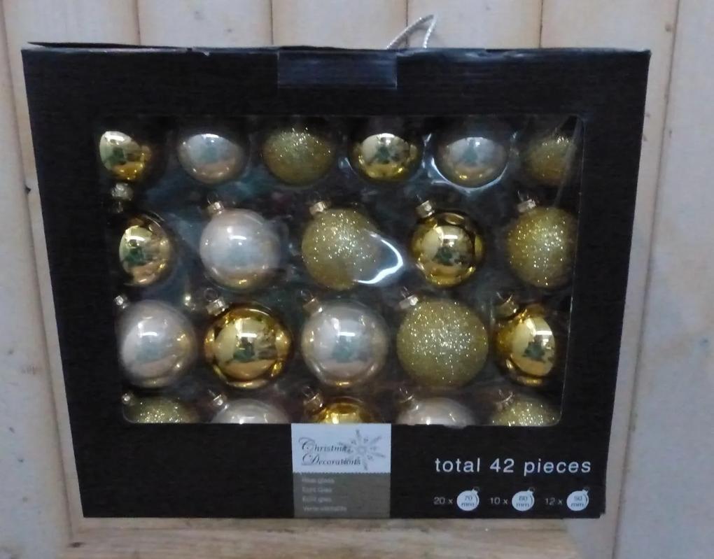 Kerstballen glas diverse soorten parel/goud 42 stuks
