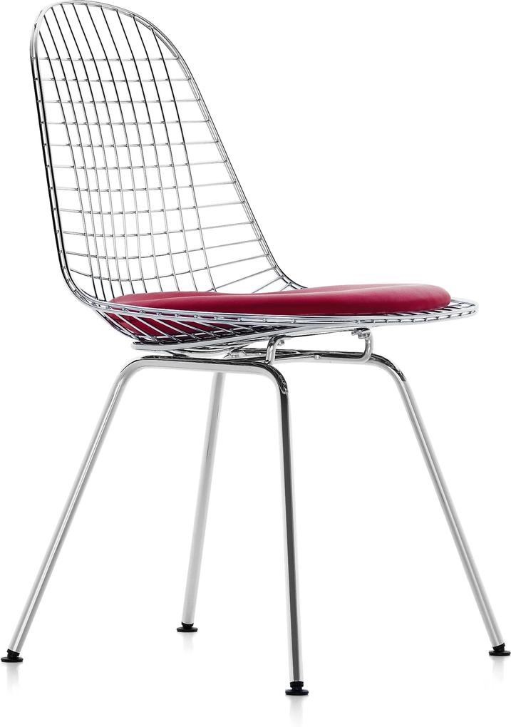 Vitra Eames Wire Chair DKX-5 stoel verchroomd onderstel rood moorbruin
