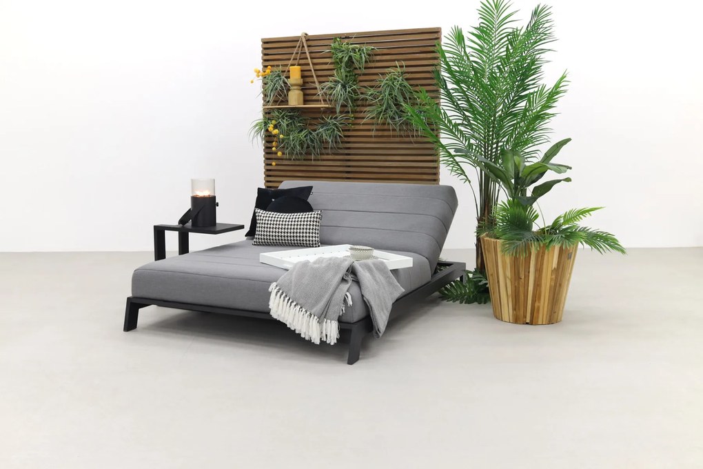 Mexico 2-persoons sunbrella ligbed met bijzettafel - Lichtgrijs