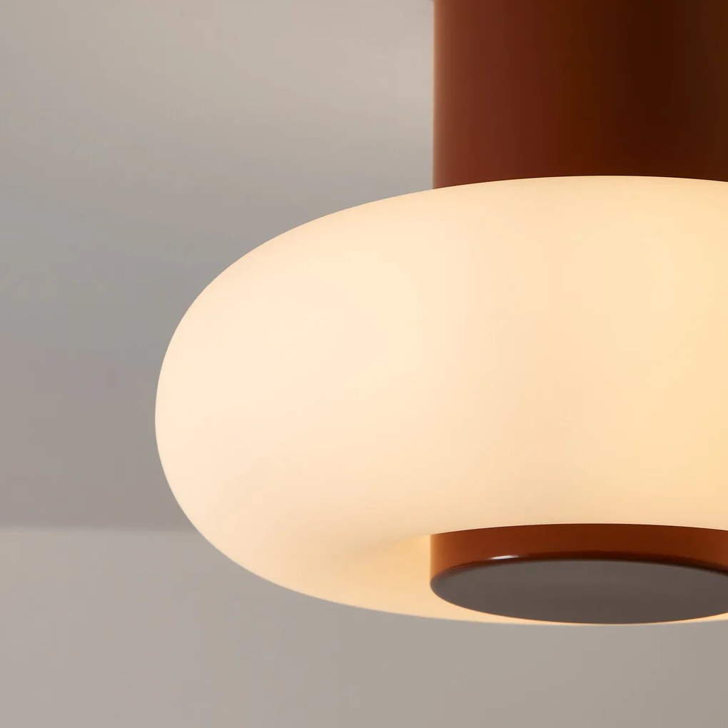 Plafondlamp of wandlamp, ijzer en opaline metaal, OMER