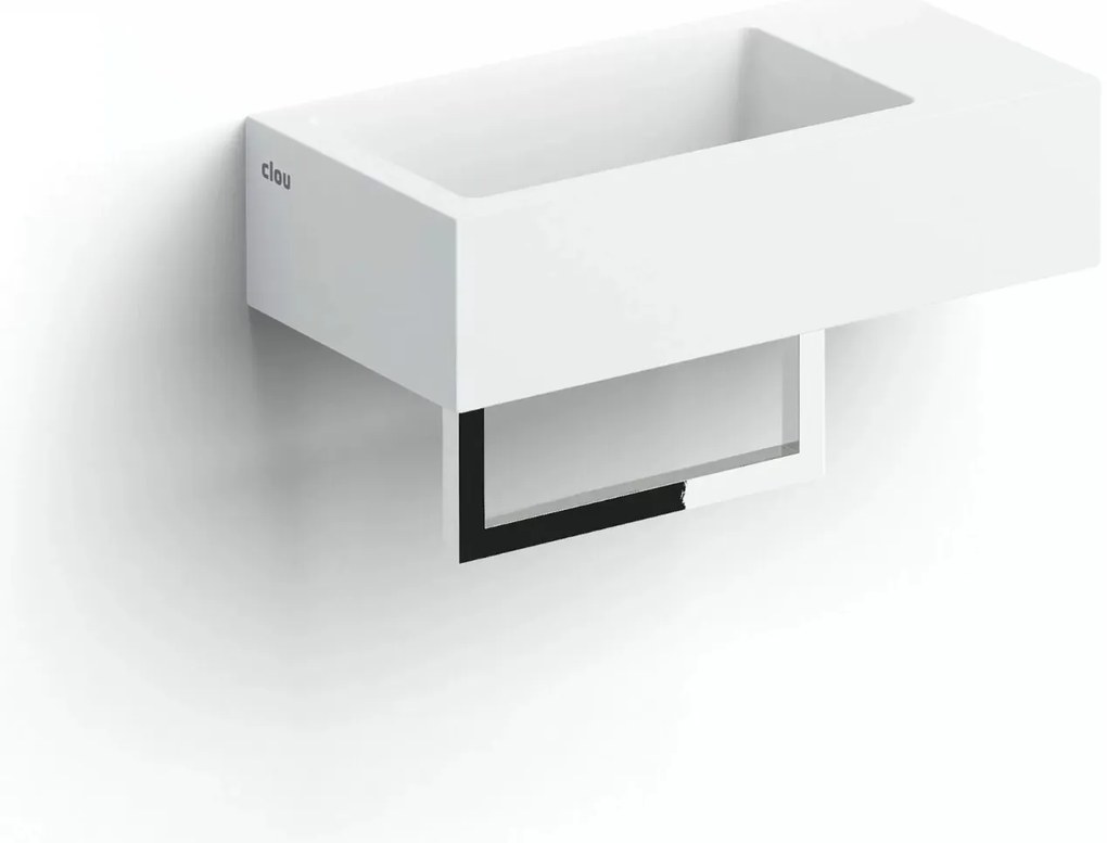 Clou Flush 3 fontein solid surface 36cm rechts met handdoekhouder wit mat
