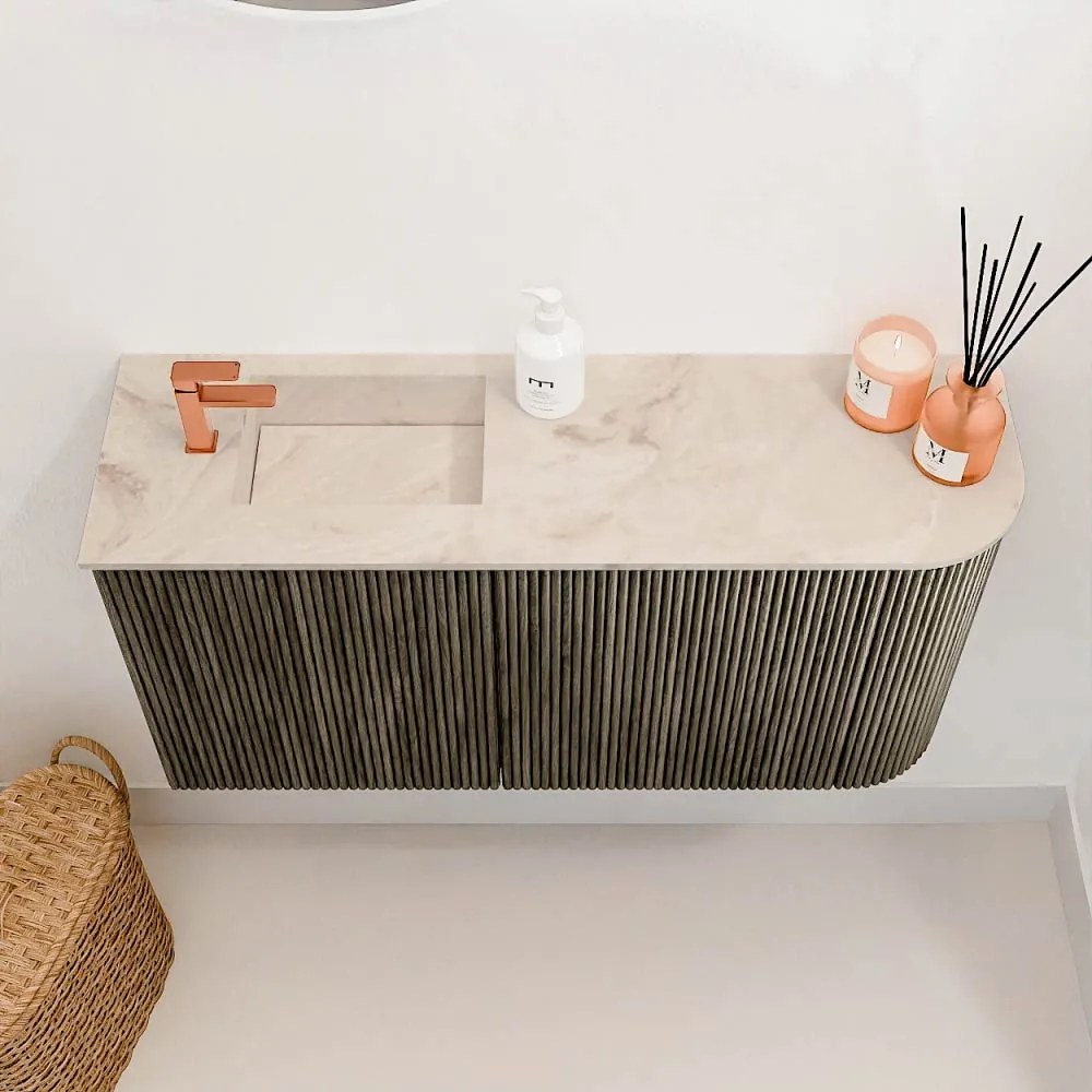 Mondiaz Joya DLux 80cm toiletmeubel ronding rechts shadow met wastafel faye links 1 kraangat frappe