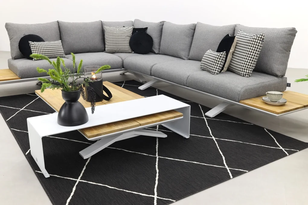 Suns Stockholm loungeset - White/teak - light antraciet