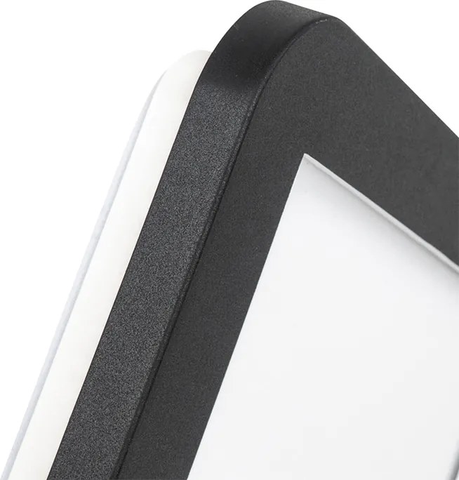 Plafonnière zwart 22,5 cm vierkant incl. LED 3-staps dimbaar IP44 - Steve