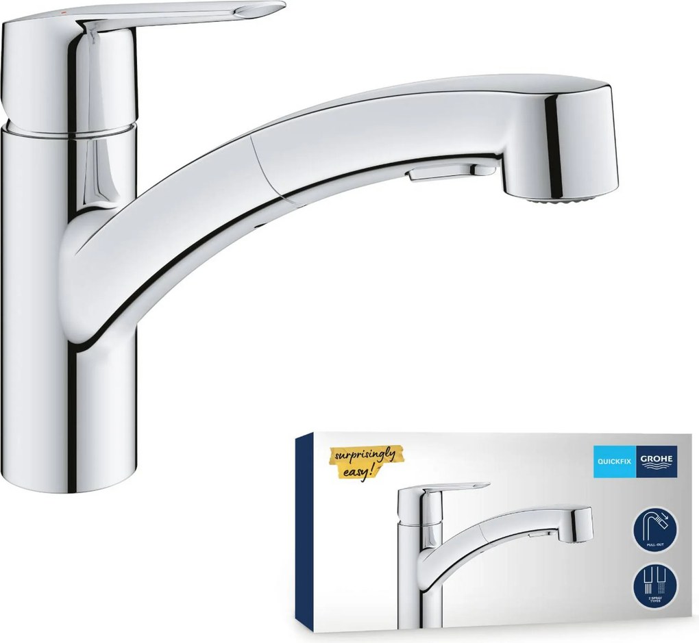 Grohe QuickFix Start keukenmengkraan met uittrekbare handdouche chroom