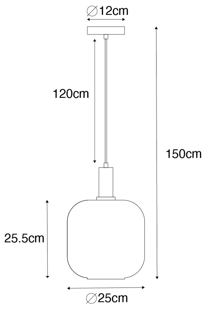 Design hanglamp zwart met messing en amber glas - Zuzanna
