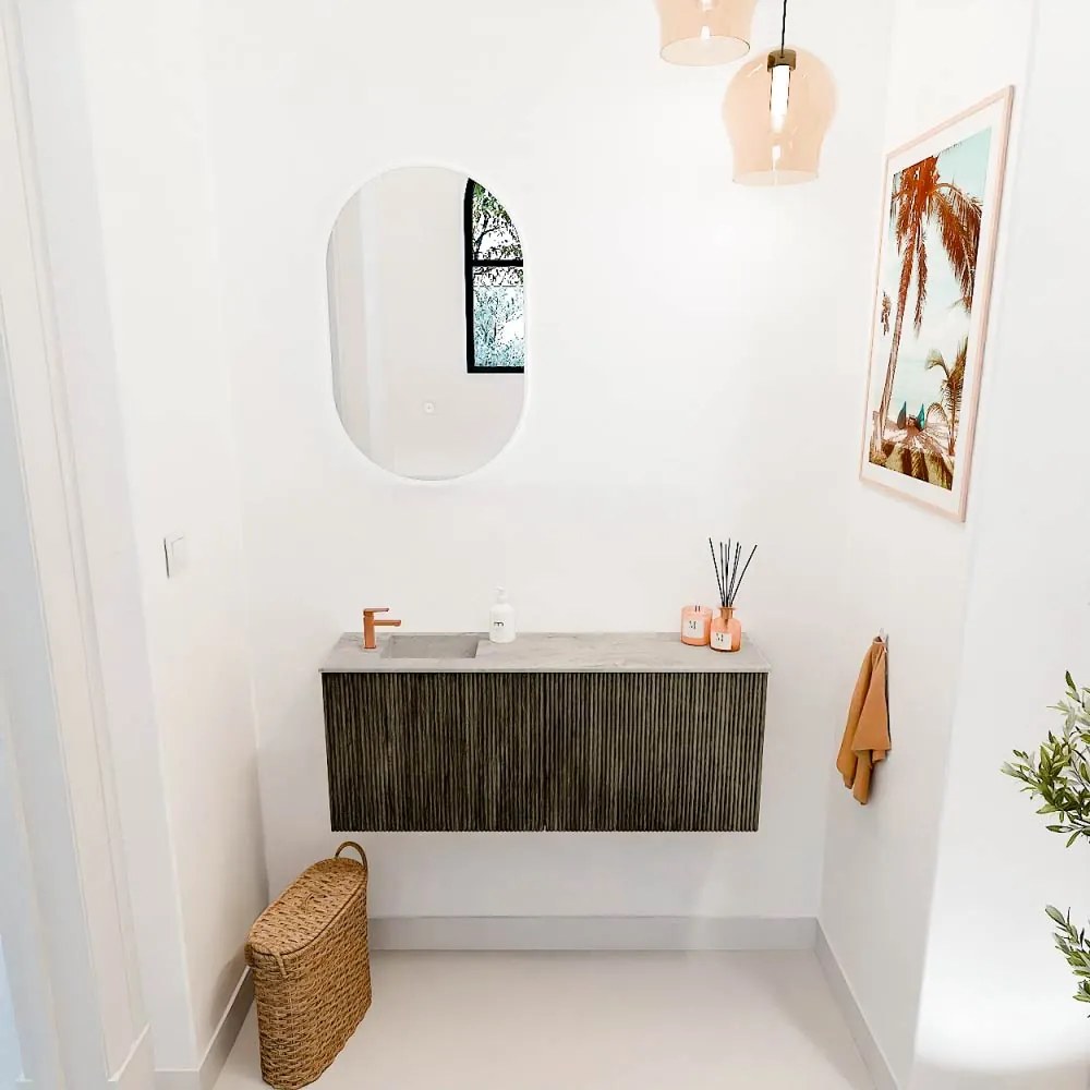 Mondiaz Joya DLux 100cm toiletmeubel shadow met wastafel faye links 1 kraangat glace