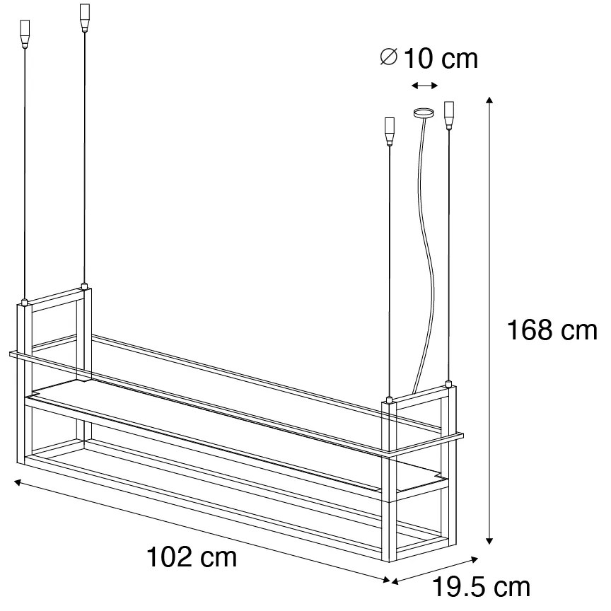 Eettafel / Eetkamer Industriële hanglamp beige 4-lichts - Cage Rack Industriele / Industrie / Industrial Binnenverlichting Lamp