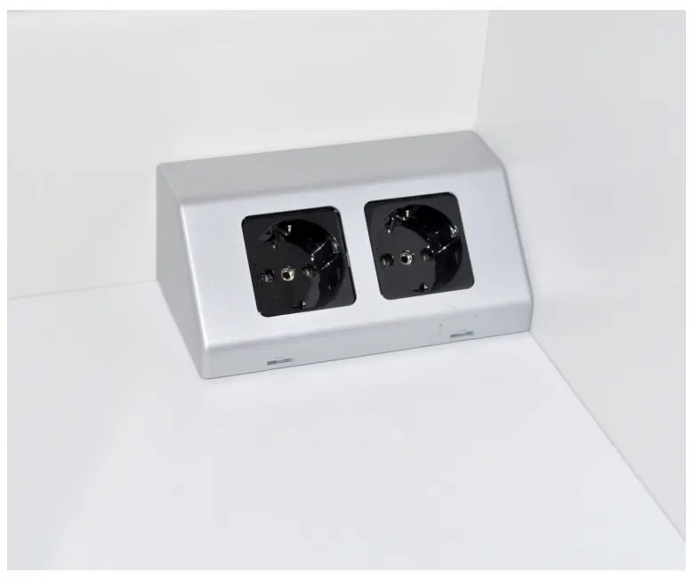 Inbouw / opbouw dubbele contactdoos zilvergrijs