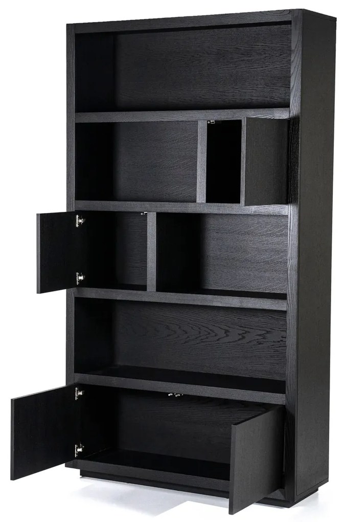 Hoge Kast Zwart Eiken 120 Cm - 120x42x220cm.