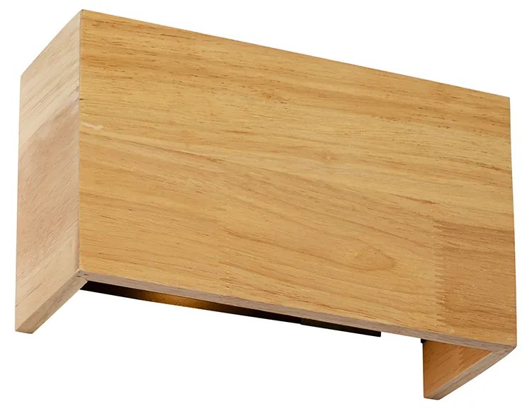 Landelijke wandlamp eiken hout 2-lichts - Otan