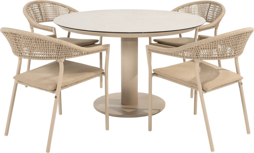 Sarah Sienna dining tuinset 120xH75 cm 5 delig latte keramiek Taste 4SO