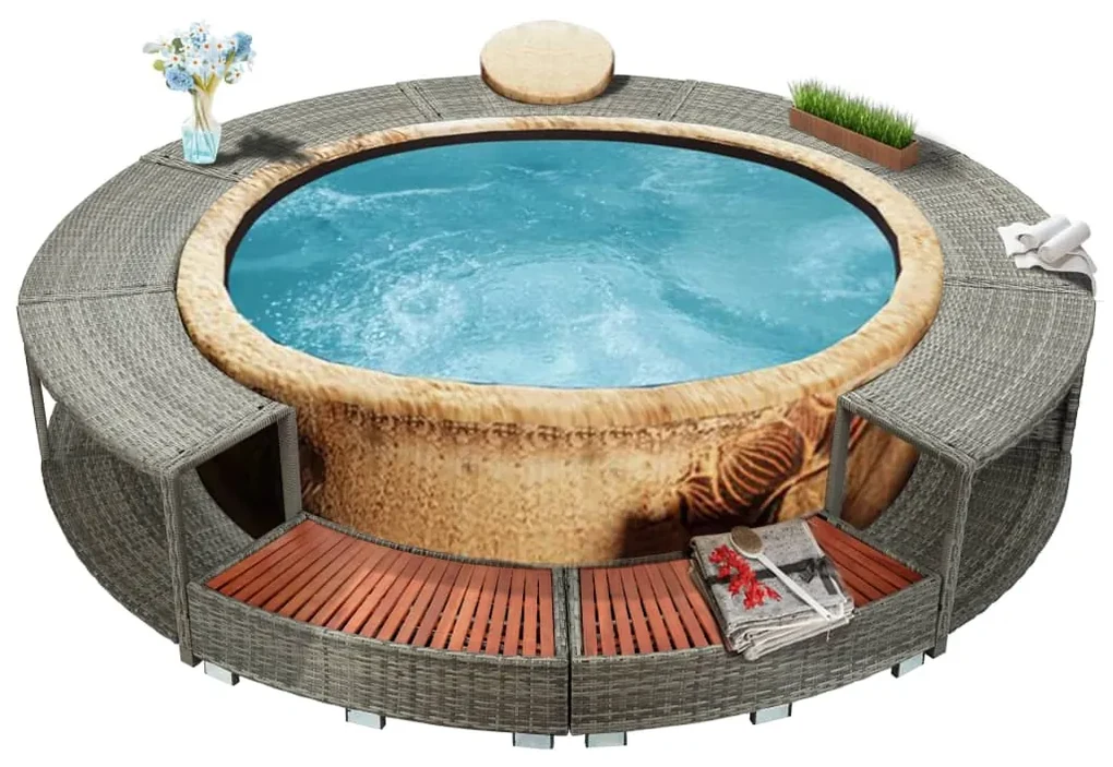 vidaXL Spa-ombouw poly rattan grijs