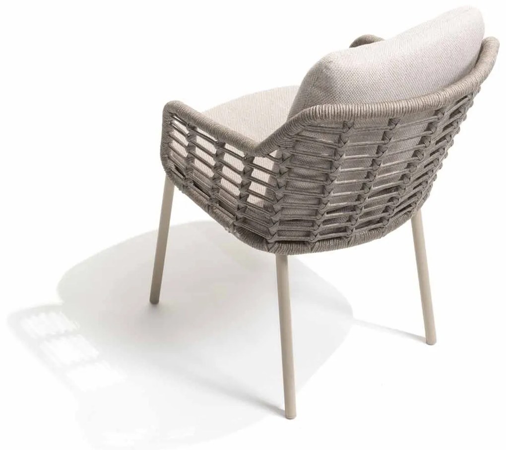 Taste by 4 Seasons Puglia tuinset latte met Prado tafel met teak blad Ø 160 cm Tuinset taupe weerbestendig