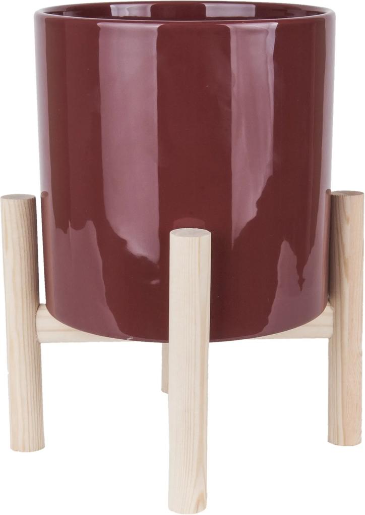 PT LIVING | Bloempot Trestle pot: diameter 20 cm x hoogte 20 cm standaard: rood bloempotten keramiek, dennenhout vazen & | NADUVI outlet