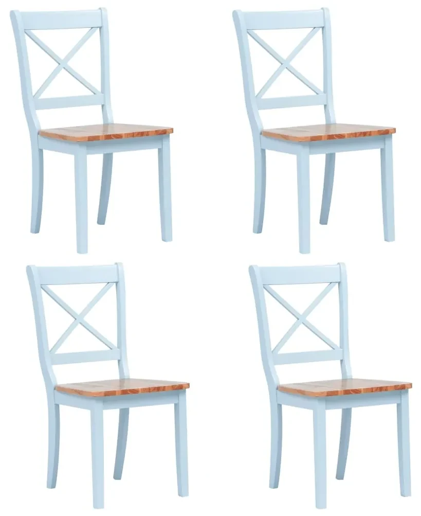 vidaXL Eetkamerstoelen 4 st massief rubberwood grijs lichthoutkleurig
