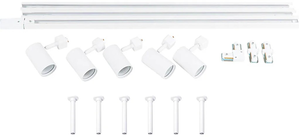 Modern hangend railsysteem met 5 Spot / Opbouwspot / Plafondspots wit 1-fase - Iconic Jeana GU10 Scandinavisch rond Binnenverlichting Lamp