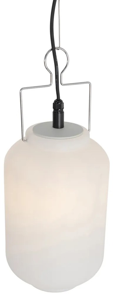 Buiten hanglamp wit 20 cm met stekker IP44 - Pion Modern E27 IP44 Buitenverlichting rond