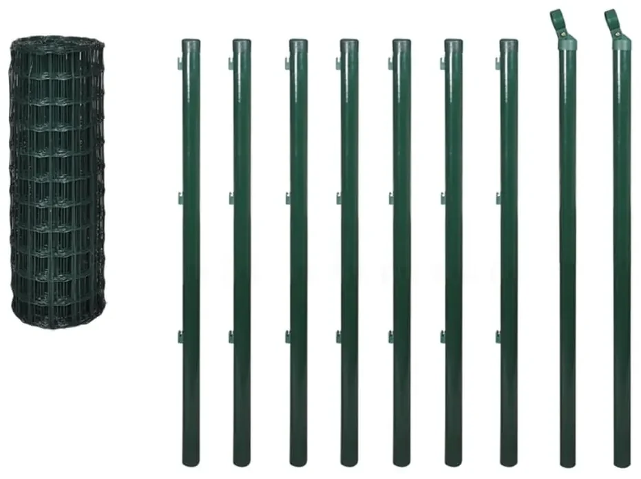 vidaXL Euro hek 10x1,5 m staal groen