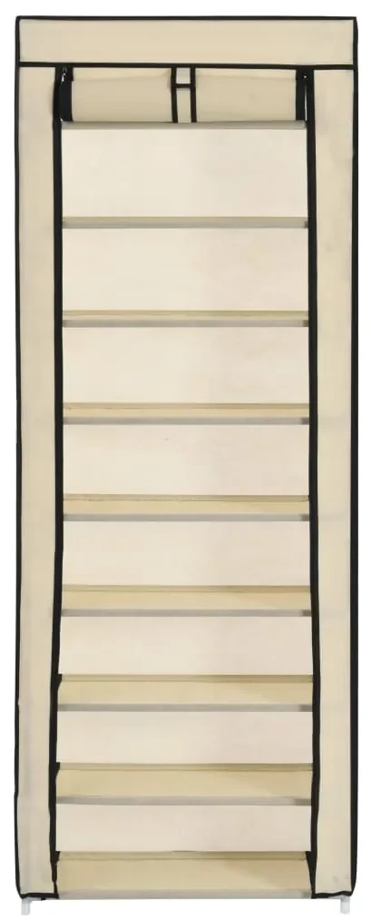 vidaXL Schoenenkast met hoes 57x29x162 cm stof crème