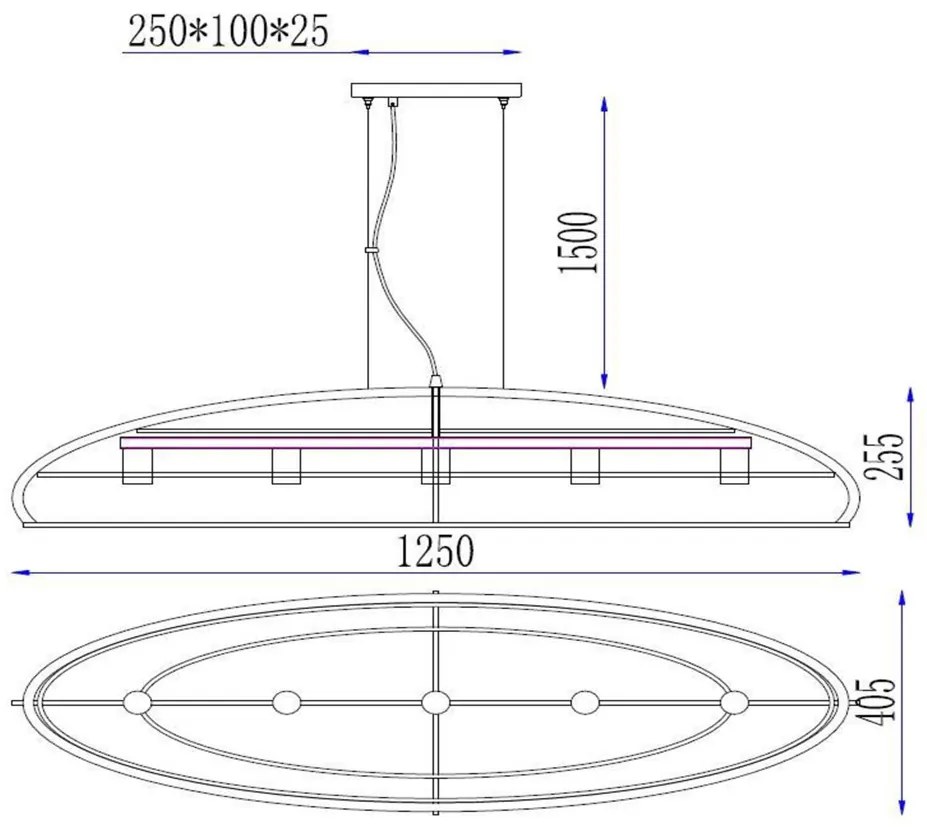 Lucide Dikra hanglamp 125cm 5x E27 zwart