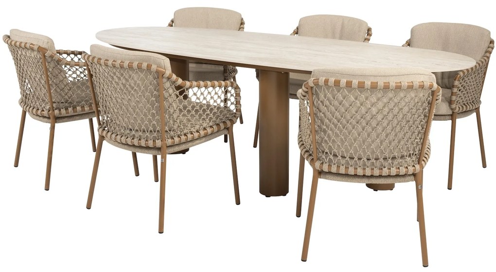 Estate Martinique dining tuinset 240x105xH75 cm 7 delig keramiek amber 4 Seasons Outdoor
