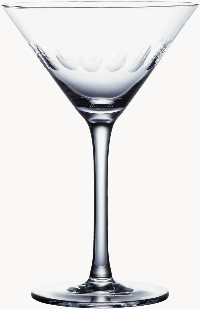 Mondgeblazen kristallen martini glazen Lens, 2-delig