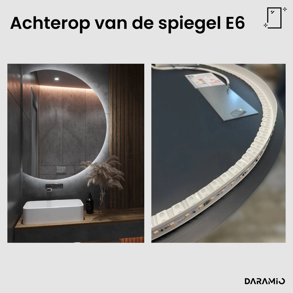 Halfronde spiegel met verlichting E6
