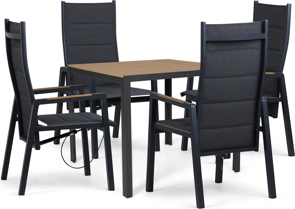 Tuinset 4 personen 909 cm Aluminium Grijs Lifestyle Garden Furniture Essence/Creta