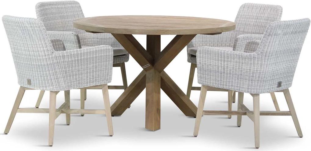 4 Seasons Outdoor Lisboa/Sand City rond 120 cm dining tuinset 5-delig