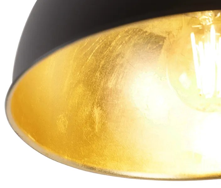 Industriële plafondlamp zwart met goud 28 cm - Magnax