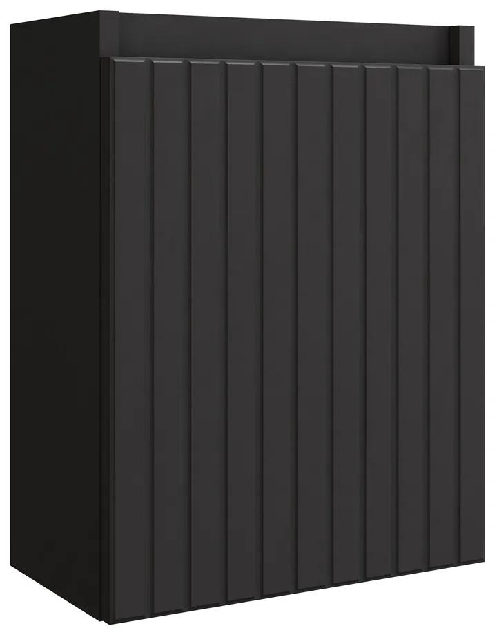Fontana Bano toiletmeubel ribbelfront mat zwart 40x22cm met mat zwarte waskom