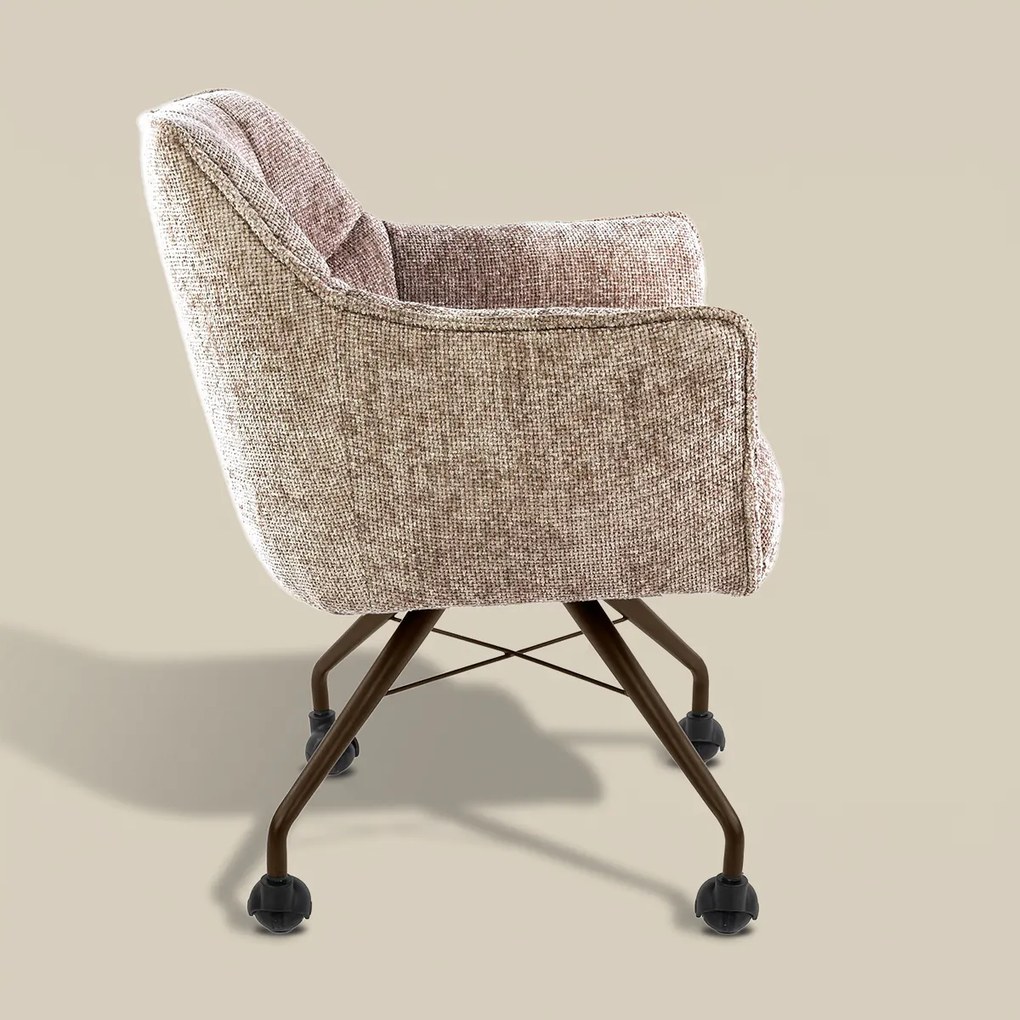 Raster Armstoel Met Wieltjes Beige