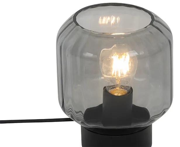Moderne tafellamp zwart met smoke glas - Stiklo Modern E27 rond Binnenverlichting Lamp
