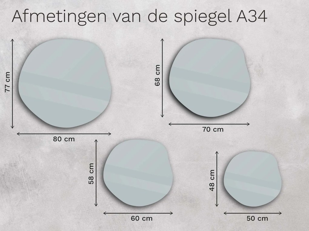 Organische LED spiegel met verlichting A34 80x77