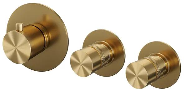 Brauer Gold Edition inbouwthermostaat - inbouwdeel - 3 gladde knoppen - PVD - geborsteld goud 5-GG-088