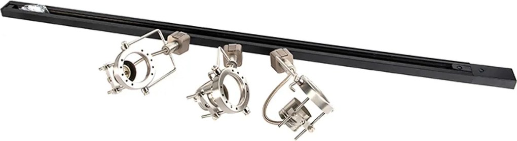 Smart 1-fase rail zwart met staal incl. 3 WiFi GU10 - Iconic Suplux