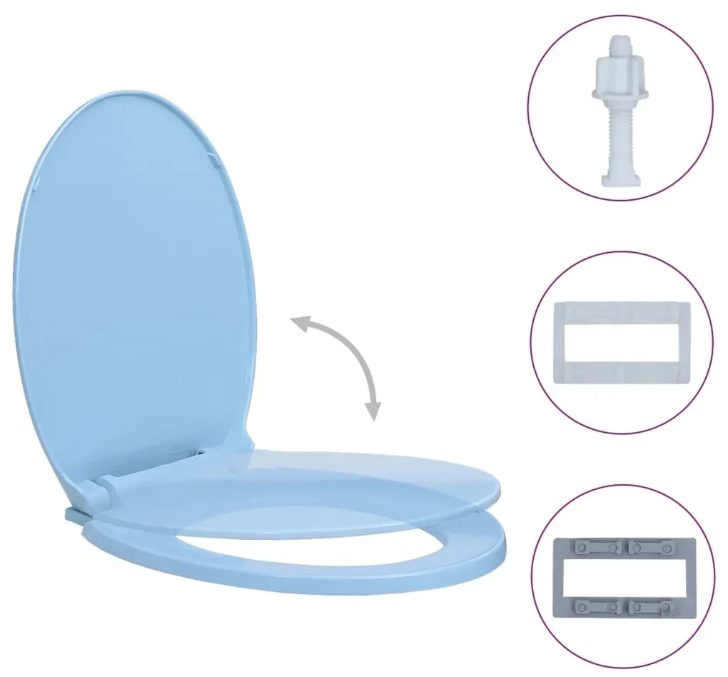 vidaXL Toiletbril soft-close ovaal blauw