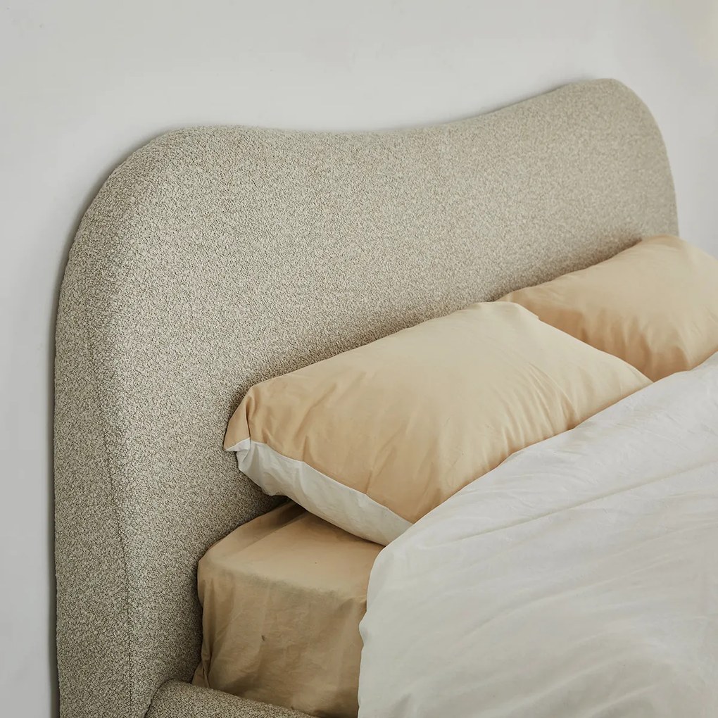 Bedframe Beige Stof Met Organisch Hoofdbord 160x200 Cm