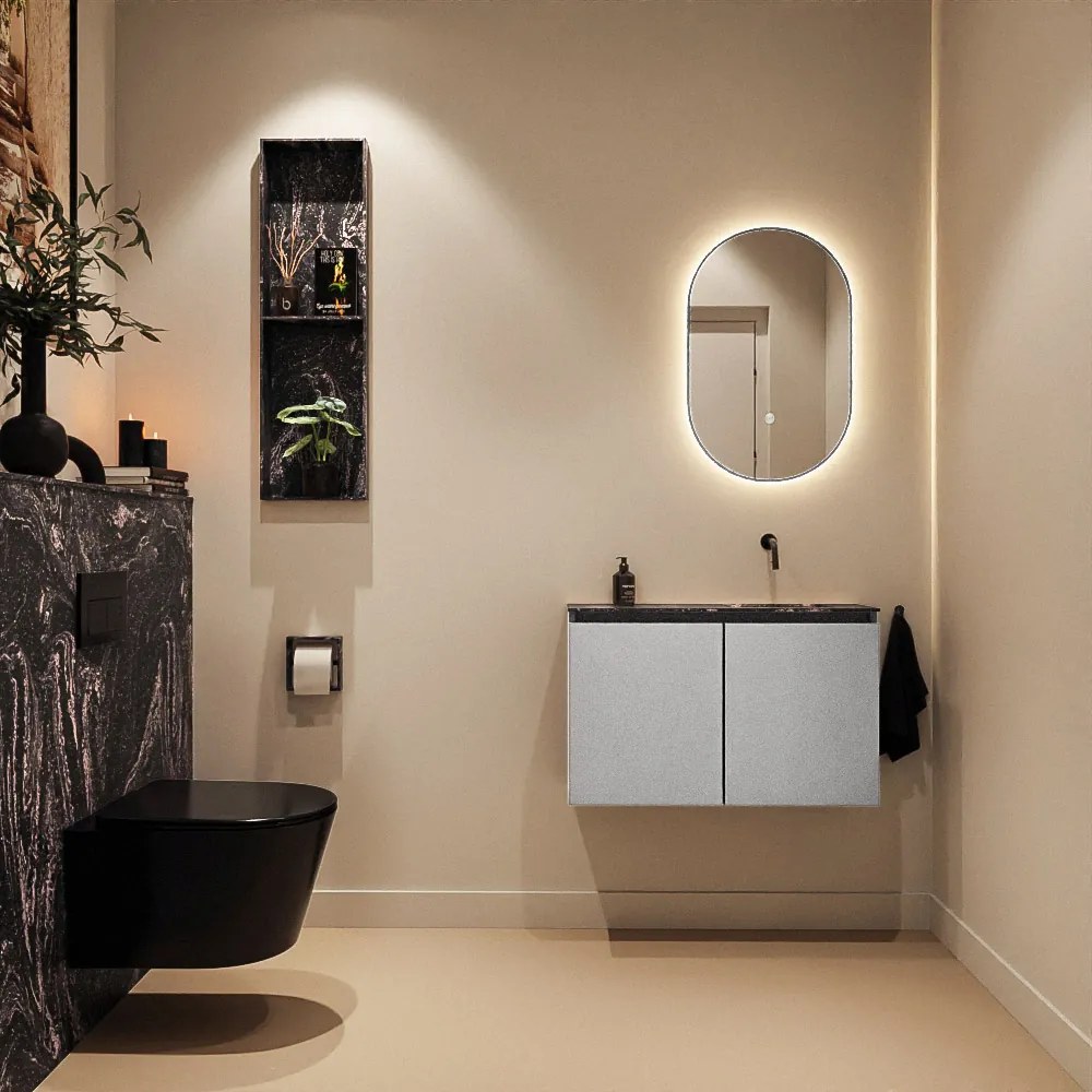 Mondiaz Ture DLux toiletmeubel 80cm plata met wastafel lava rechts zonder kraangat