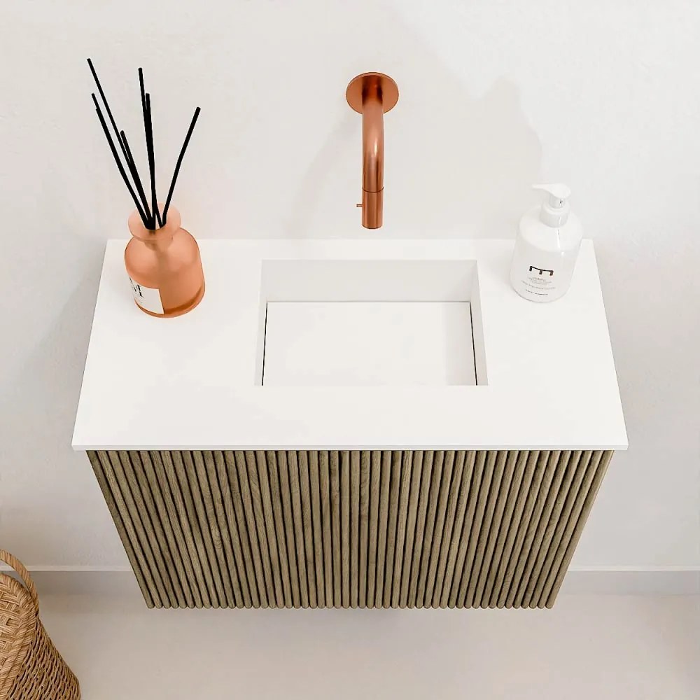 Mondiaz Joya 50cm toiletmeubel dusk met wastafel faye rechts zonder kraangat talc