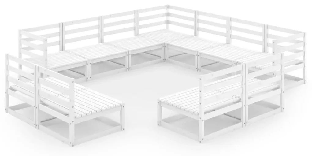 vidaXL 11-delige Loungeset massief grenenhout wit
