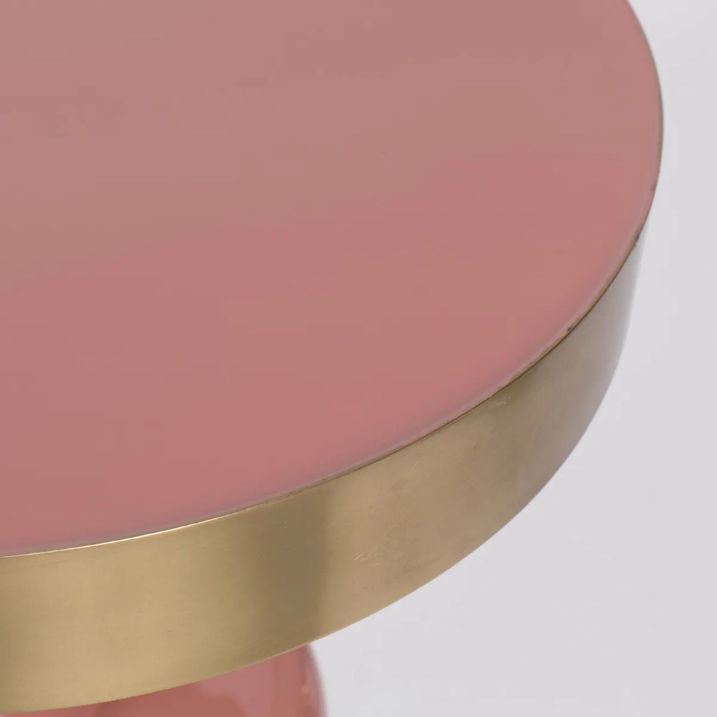 Zuiver Glam Emaille Bijzettafel Roze - 36 X 36cm.