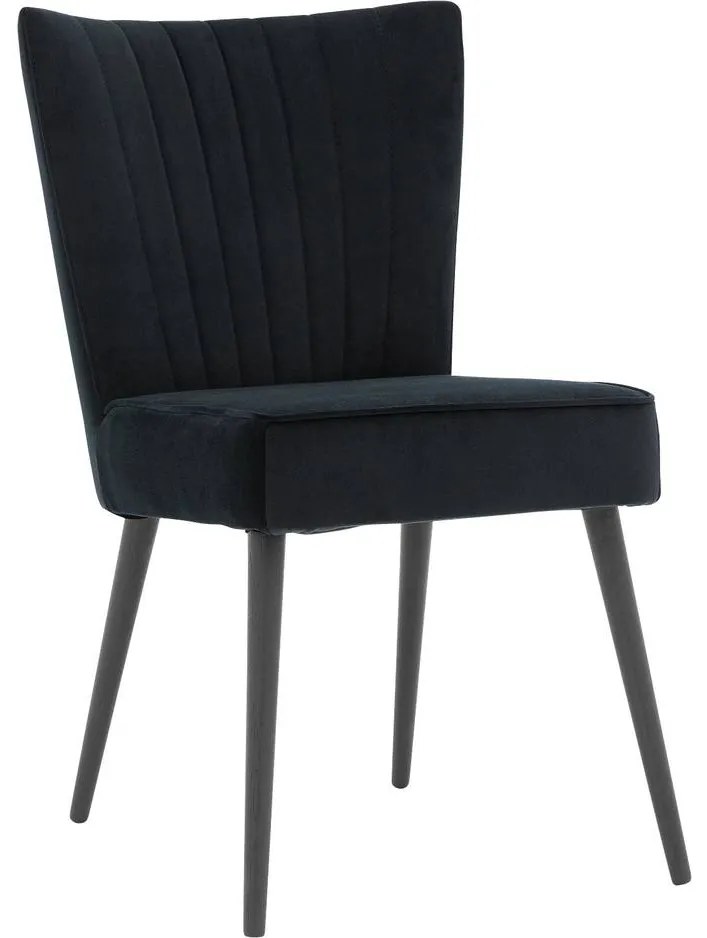 Goossens Eetkamerstoel Rob zwart velvet stof leuning, urban industrieel