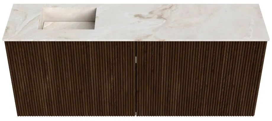 Mondiaz Joya DLux 100cm toiletmeubel walnut met wastafel faye links 1 kraangat frappe