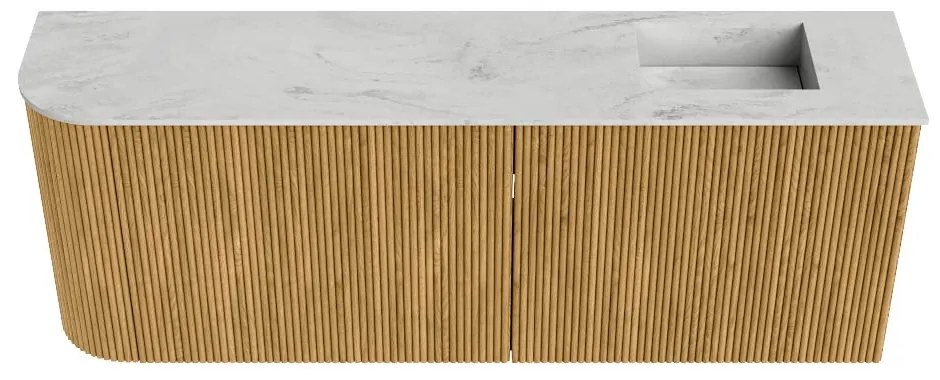 Mondiaz Joya DLux 110cm toiletmeubel ronding links oak met wastafel faye rechts 1 kraangat opalo