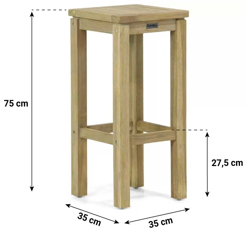 Barset 2 personen  Teak Old teak greywash Garden Collections Brighton