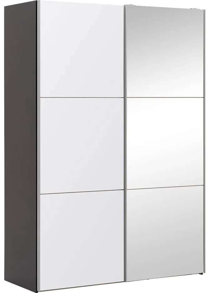 Goossens Kledingkast Easy Storage Sdk, 153 cm breed, 220 cm hoog, 1x 3 paneel glas schuifdeur li en 1x 3 paneel spiegel schuifdeur re